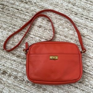 J Crew Leather Crossbody Bag Coral